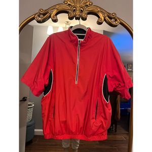 FootJoy DryJoys Short Sleeve Golf Jacket Men Large PULLOVER ZIP WINDBREAKER